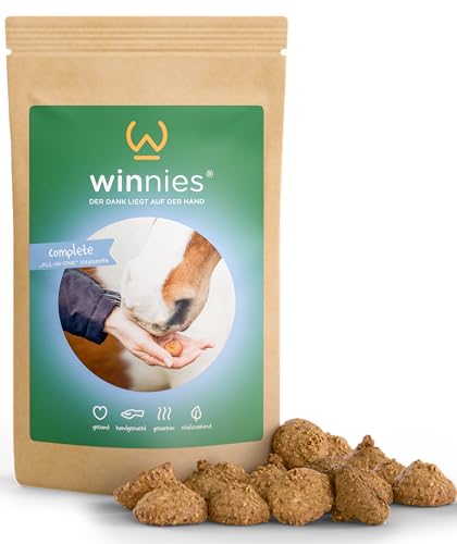 winnies® complete Nahrungsergänzung Pferde-Kekse - All-in-One-Futter: Mineralien, Spurenelemente, Vitamin-Komplex hochdosiert – Rundumversorgung Selen Zink Pferd Ergänzungsfutter - Probierpaket - 125g von winnies