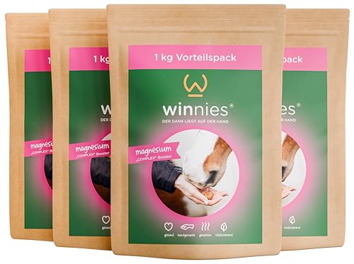 winnies® Magnesium - „Magnesium-Complex“ Booster​ für Pferde | Zusatz- und Ergänzungsfutter I Bedarfsgerechte Versorgung für Pferde | 4x1 kg Set von winnies