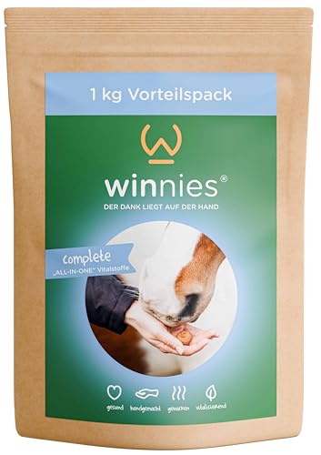 winnies® complete - „ALL-IN-ONE“ Vitalstoffe von A bis Z für Pferde | Rundum-Versorgung für Pferde | Zusatz- und Ergänzungsfutter in Keksform | Hochkonzentrierte Vitalstoffe | 8-16 Tagesportionen, 1kg von winnies