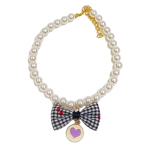 Verstellbare Hunde-Halskette mit Schnappverschluss Haustier Halsband Niedliche Schleife Anhänger Katze Schmuck Zubehör Trendy Bowknot Schwarz L von wirlsweal