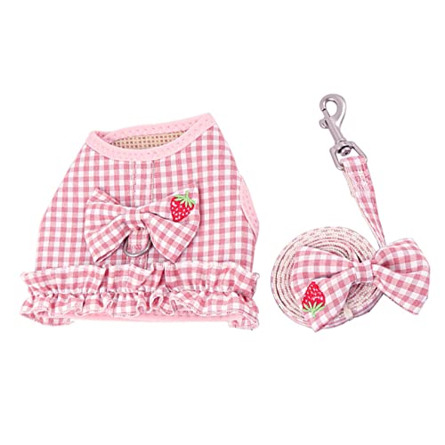 Weste Harness Set bequemes Rundhals-Hunde-Outfit mit doppeltem Verwendung Zweck für Party Rosa M von wirlsweal