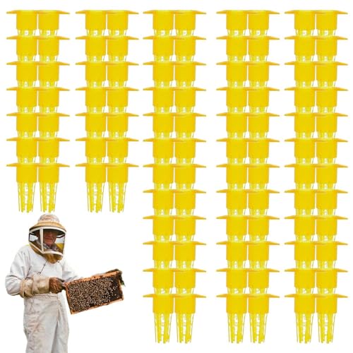 wiroouia Bienenkönigin-Fänger, Bienenkönigin-Käfig, Bienenzucht-Aufzuchtbecher-Set | 100 Stück Bienenkäfig-Königinnenfänger,Benutzerfreundlicher Bienenkönigin-Fänger für Imkereibedarf von wiroouia