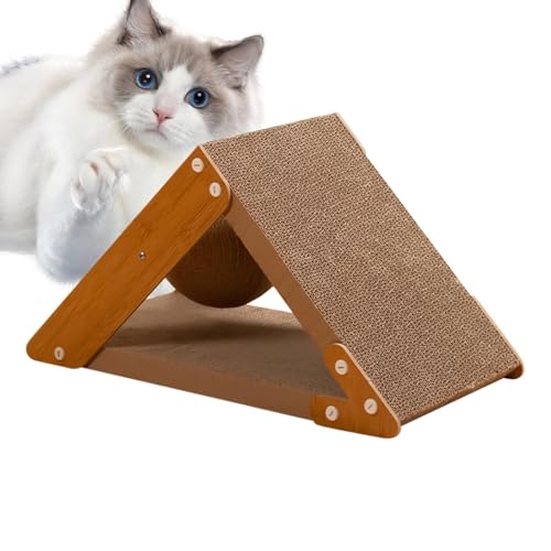 wiroouia Katzenkratzbrett, Katzenkratzbrett | Triangle Cat Corrugate Scratcher,Vertikale Katzenkratzrampe, interaktives Kratztunnelspielzeug mit rotierendem Sisalball für Katzenspielübungen von wiroouia