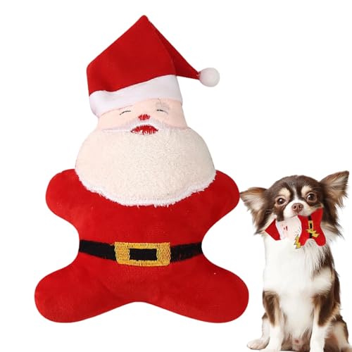 wiroouia Kauspielzeug für Welpen, Kauspielzeug für Hunde mit Weihnachtsmann - Bissfestes Beißspielzeug für Hunde - Bissfestes, zahnreinigendes, quietschendes Plüschtier, Linderung von Langeweile bei wiroouia Kauspielzeug für Welpen, Kauspielzeug für Hunde mit Weihnachtsmann - Bissfestes Beißspielzeug für Hunde - Bissfestes, zahnreinigendes, quietschendes Plüschtier, Linderung von Langeweile bei von wiroouia