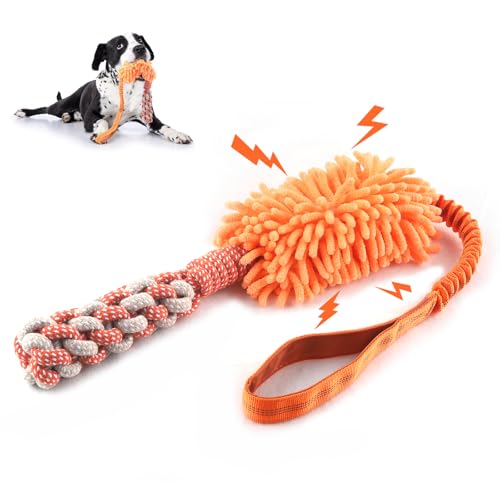 Hundespielzeug mit Quietschspielzeug, Plüsch-Hundespielzeug mit Seilen, Knoten für Spaß und Zahnreinigung, Tauziehspielzeug, Kauspielzeug für Welpen, Seilspielzeug für das Training kleiner, großer von wodoca