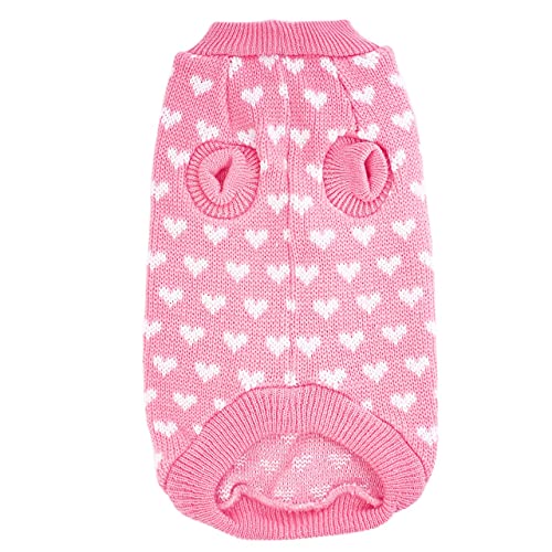 Hundepullover Sweater Haustier Hund Pullover, Niedliche Pfirsich-Herz-Muster Strickwaren warme Wintermäntel Puppy Pullover für Hundewelpen Geschenk Kleidung für Welpen (XL, Pink) von wojonifuiliy