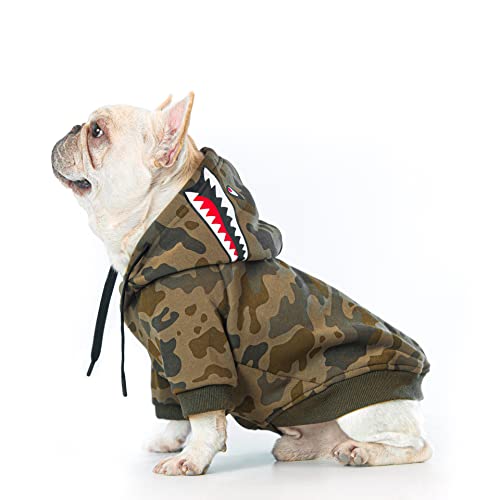 Woof Trails Hunde-Kapuzenpullover mit Fleecefutter für kleine, mittelgroße und große Hunde (Camo, Größe M) von woof trails