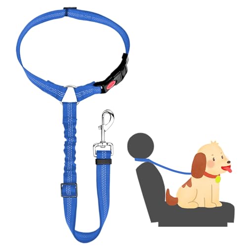 Verstellbarer Anschnallgurt Hund Auto kopfstütze, Sicherheitsgeschirr Hund, Hunde Sicherheitsgurt, Hunde Anschnallgurt mit Elastischer für Kleine Hunde Mittelgroße Welpen-Blau (Blau) von worahroe