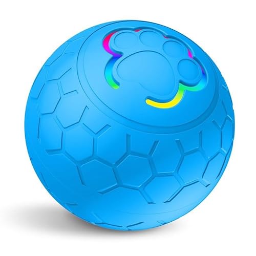 worahroe Hundespielzeug Ball, Hundeball Interaktives Unzerstörbar Elektrisch Automatisch Rollender, Interaktiver Ball USB Wiederaufladba, Hunde Ball für Welpen/Kleine/Mittlere Hunde(Blau) von worahroe