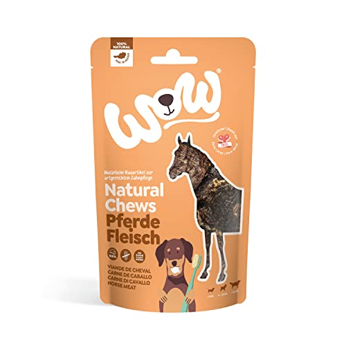 WOW Kausnacks I 100% Pferdefleisch getrocknet I Single-Protein Kauartikel für Hunde I Nahrungsergänzung I Zahnpflege (1x 250g) von wow