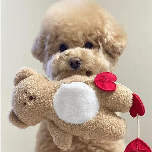 wowmolly nosework Teddybär-Hundespielzeug, Quietsch- und Knisterpapier im Inneren, Geschenke für Welpen, Plüsch-Haustierspielzeug für kleine und mittelgroße Hunde von wowmolly