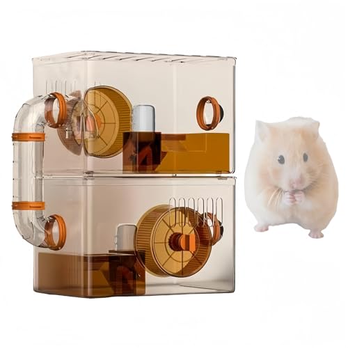 Hamsterkäfig, Hamster-Zwergkäfig, transparenter Kleintierkäfig, Acryl-Hamsterkäfig, Goldener Bär, spezielle extra große Zuchtbox, kann für DIY-Hamsterkäfig verwendet Werden(Braun,31 * 21 * 40cm) von woxefo