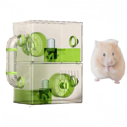 Hamsterkäfig, Hamster-Zwergkäfig, transparenter Kleintierkäfig, Acryl-Hamsterkäfig, Goldener Bär, spezielle extra große Zuchtbox, kann für DIY-Hamsterkäfig verwendet Werden(Grün,31 * 21 * 40cm) von woxefo