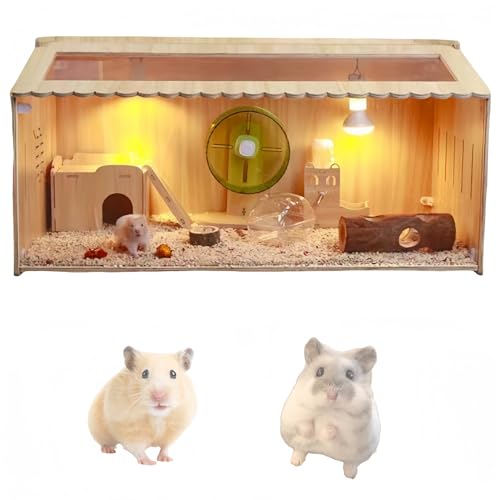 Hamsterkäfig, Hamsterzwergkäfig, Kleintierkäfig, Holzkäfig mit transparentem Oberlicht, geeignet für Hamster, Goldbären, Igel, Chinchillas usw.(80 * 40 * 40cm) von woxefo