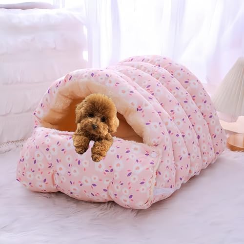 woxefo Haustierbett, Hundebett flauschig, Mini-Haustierbett, waschbar, abnehmbar, weich und bequem, geeignet für Katzen, Hunde und andere Haustiere(Rosa,M) von woxefo