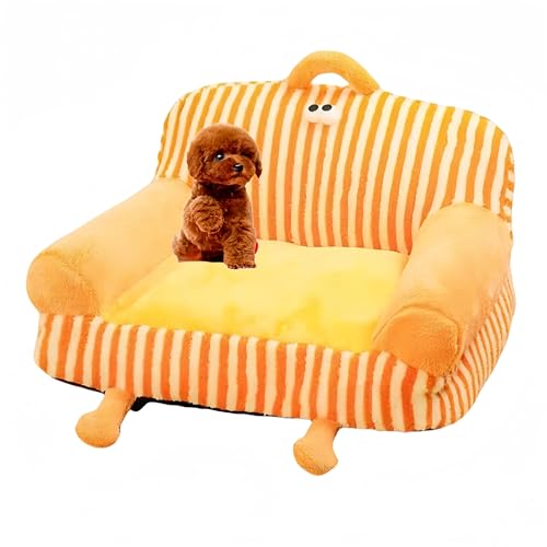 woxefo Haustierbett, Mini-Haustierbett, Flauschiges Haustierbett, weich und bequem, geeignet für Katzen, Hunde und andere Haustiere(Orange,L) von woxefo