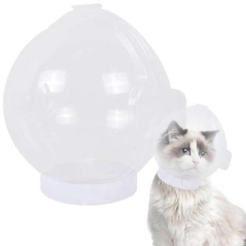 wqibq Katzenpflege-Maulkorb, Katzenmaulkörbe zum Beißen - Transparente Anti-Biss-Katzenhaube,Katzen-Astronauten-Maulkorb, sturzsicheres Haustierzubehör zum Kauen, Fellpflege, Nagelschneiden von wqibq