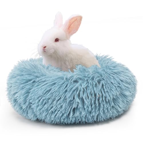 wrkfree Chinchilla-Bett, blau, für Käfige, flauschig, rund, für Kleintiere, waschbar, rutschfest von wrkfree