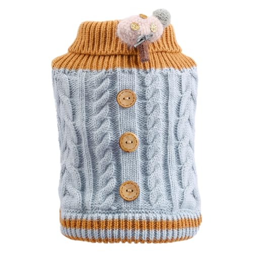 wueiooskj Einfaches An und Ausziehen von Strickpullovern für Hunde zum Ankleiden. AcrylicFibers Hundepullover Weste Warmer Mantel Hundepullover Weste, Blau L von wueiooskj