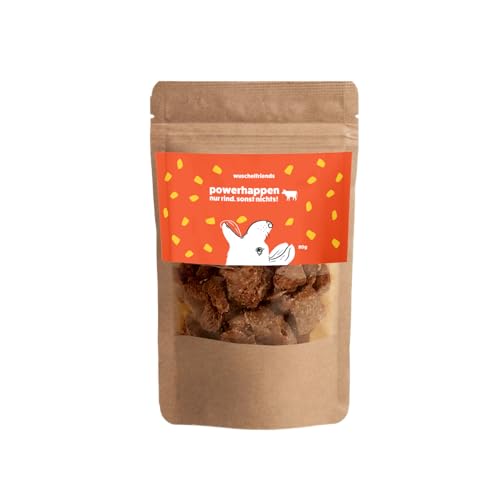 wuschelfriends powerhappen rind innovativer Hunde Snack 100% Fleisch getreidefreier Kausnack 200g von wuschelfriends