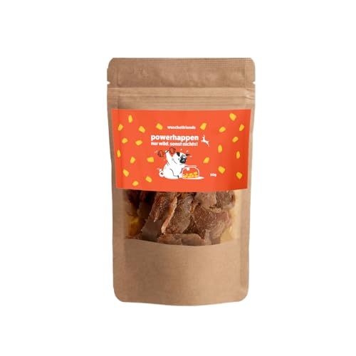 wuschelfriends powerhappen wild innovativer Hunde Snack 100% Fleisch getreidefreier Kausnack 200g von wuschelfriends