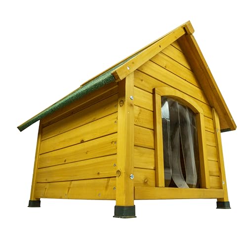 wuuhoo® Premium Hundehütte Rex - wetterfeste isolierte Holz Hundehütte mit Türklappen und abnehmbarem Dach, für drinnen und draußen, 72x76x73cm / 85x101x85cm, Hundehütte für kleine und große Hunde S von wuuhoo