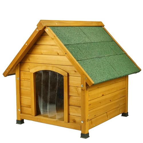 wuuhoo® Premium Hundehütte Rex - wetterfeste isolierte Holz Hundehütte mit Türklappen und abnehmbarem Dach, für drinnen und draußen, 72x76x73cm / 85x101x85cm, Hundehütte für kleine und große Hunde L von wuuhoo