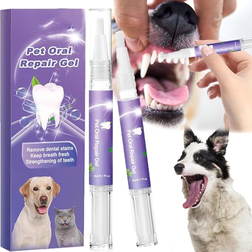 wuwuhen Pet Oral Repair Gel Stift FüR Hunde, Reinigungsstift FüR Haustier ZahnbüRsten, Zahnreparaturgel FüR Haustiere, Haustiere Hund ZäHne Reinigung Stift Mundgeruch BekäMpfen (2 STK, One Size) von wuwuhen