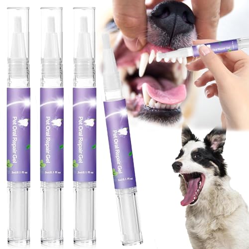 wuwuhen Pet Oral Repair Gel Stift FüR Hunde, Reinigungsstift FüR Haustier ZahnbüRsten, Zahnreparaturgel FüR Haustiere, Haustiere Hund ZäHne Reinigung Stift Mundgeruch BekäMpfen (4 STK, One Size) von wuwuhen