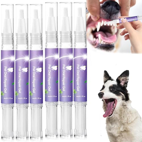 wuwuhen Pet Oral Repair Gel Stift FüR Hunde, Reinigungsstift FüR Haustier ZahnbüRsten, Zahnreparaturgel FüR Haustiere, Haustiere Hund ZäHne Reinigung Stift Mundgeruch BekäMpfen (6 STK, One Size) von wuwuhen