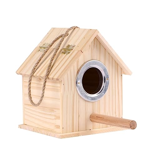 xbiez Vogelhäuschen aus Holz mit Sitzstange Sittiche Nistkasten Vogel-Nisthaus Brutkasten für Lovebirds Papageien Paarungsbox von xbiez