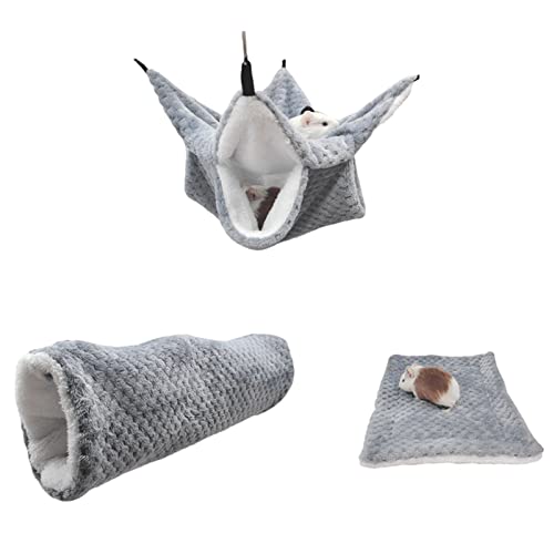 xbiez Weiches Kissen für Kleintiernest, Plüsch, Kuschelhütte, warme Hängematte, Tunnel, kleines Haustier-Winterbett, 3er-Set von xbiez