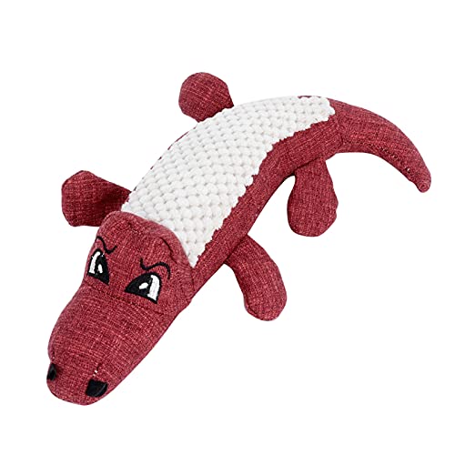 xctopest HUNDESPIELZEUG, KROKODIL-PLÜSCH-STOFFSPIELZEUG, BISSBESTÄNDIGES Haustier-STIMMSPIELZEUG FÜR KLEINE Hunde (Red) von xctopest