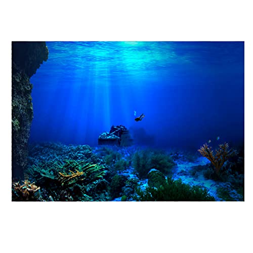 xctopest Hintergrundposter für Aquarien, Aquarium-Hintergrundaufkleber, PVC, praktische, realistische, Selbstklebende Dekoration, Aquarium-Seaworld-Hintergrund, geeignet für (61 * 30cm) von xctopest