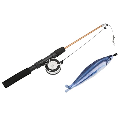 xctopest Lustiger Katzenstab, realistisch, flexibel, interaktive Riemenscheibe, Teleskop-Angelrute, Katzenspielzeug für Katzen (Saury+Fishing Rod) von xctopest