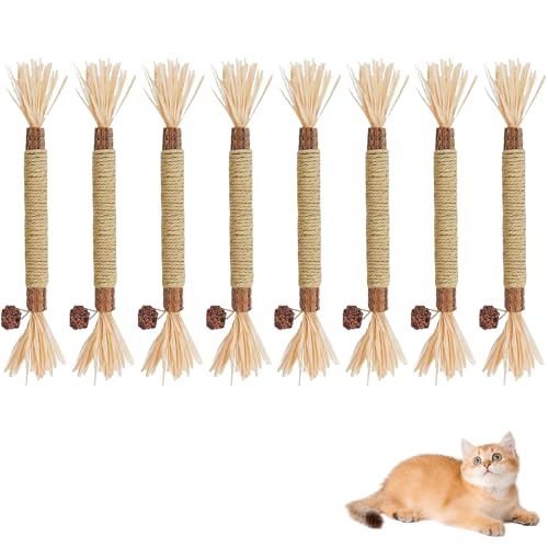 8 Stück Katzenminze,Katzen Zahnpflege,Katze für Spielzeug,Cat Sticks Katzenspielzeug,Toy Kauspielzeug Beißseil Catnip,Beschäftigung Katzensticks Kausticks,Catskatzenbeißseil Katzenkauspielzeug von xianshi