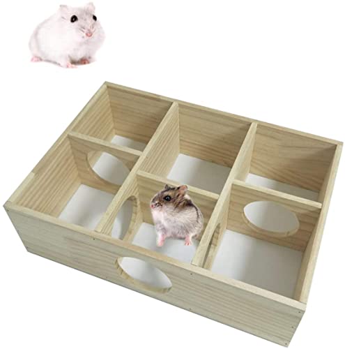 Xingzhi Hamster Labyrinth Multiroom Tunnel Spielzeug Holzhaus Versteck mit Abdeckung kleine Haustier Aktivität Sport Spielplatz Spielzeug Hamster Rennmaus Maus Haus Lebensraum Dekoration von xingzhi