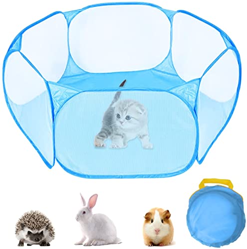 xingzhi Faltbarer Haustier-Laufstall mit Tragetasche, Netzstoff, tragbares Pop-Up-Spielzelt, Gehege, Zaun für Hamster, Meerschweinchen, Kaninchen, Frettchen, Chinchilla, Bartdrache, Igel von xingzhi