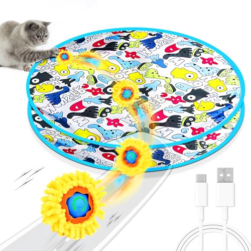 Katzenmatte mit Elektrisch Ball, 2 in 1 Simuliertes Interaktives Jagdkatzenspielzeug, Gitarre Katzenspielzeug, Katzenmatte, Rolling Smart Ball Katzenspielzeug mit USB Wiederaufladbarer (Grün) von xinrongda