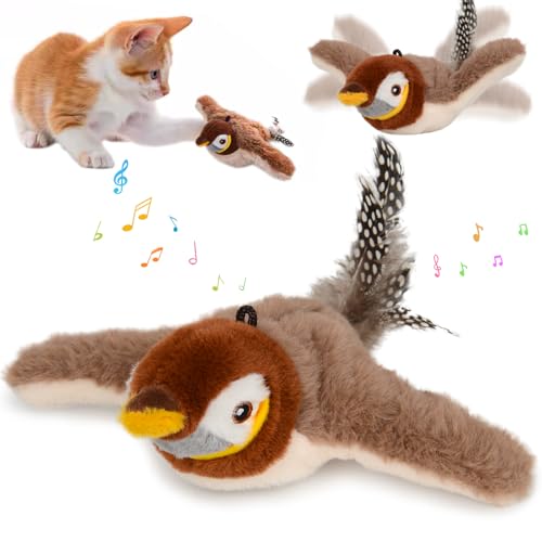 Katzenspielzeug Vogel Flattern Spielzeug Katze, Fliegender Vogel Katzenspielzeug, Interaktives Katzenspielzeugs, Katzenspielzeugs Selbstbeschäftigung USB-Aufladung, Elektrisch Bird Cat Toy für Katzen von xinrongda