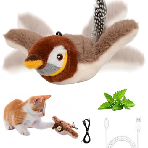 Katzenspielzeug Vogel Flattern Spielzeug Katze, Katzenspielzeug Fliegender Vogel, Flappy Bird Cat Toy, Katzenspielzeug Selbstbeschäftigung, Interaktives Katzenspielzeug Elektrisch Vogel für Katzen von xinrongda