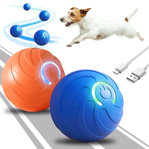 xinrongda 2 Stück Interaktives Hundespielzeug, Interaktiver Spielball für Hunde, Elektrisch Magic Ball, Intelligentes Hundespielzeug mit LED-Lichtern, interaktiver Ballfür Welpen, Klein von xinrongda