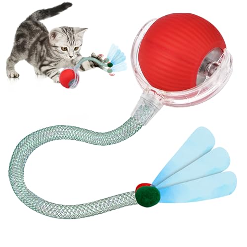 xinrongda Interaktives Katzenspielzeug Elektrisch, Intelligentes Katzenspielzeug mit Schwanz, Wiederaufladbar über USB, Smart Automatisch Rollender Ball für Katzen und Hunde von xinrongda