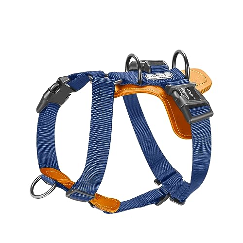 Hundegeschirr, kein Ziehen, mit Polstern, ideal für Spaziergänge und Training. Easy Walk Hundegeschirr für kleine, mittelgroße und große Hunde (Marineblau, L) von xipebros