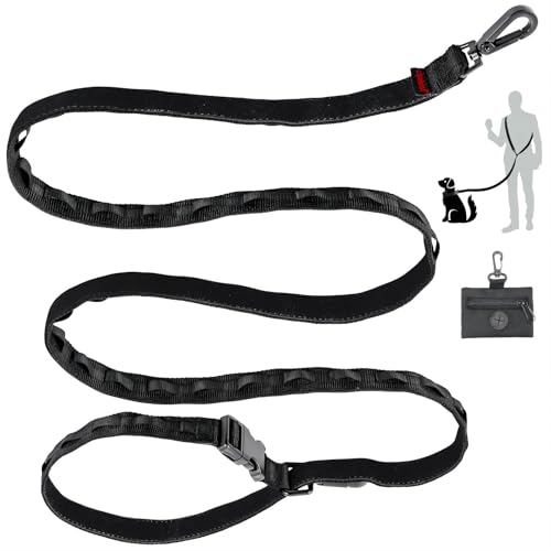 Xipebros Hundeleine, freihändig, multifunktionale Hundeleine zum Laufen, Radfahren oder Wandern, kann für zwei Hunde verwendet werden, verstellbare Länge (1,2 - 2,1 m) | Hundeleine mit Halsband für von xipebros