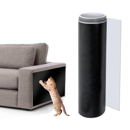 Katzen Kratzschutz Selbstklebend, Anti Kratz Folie für Katzen, Abriebfeste Kratzfolie Katzen für Möbel Couch Sofa Wand Tür Schutz, Anti Kratz Tape - 25 x 300 cm, Schwarz von xiruiubao