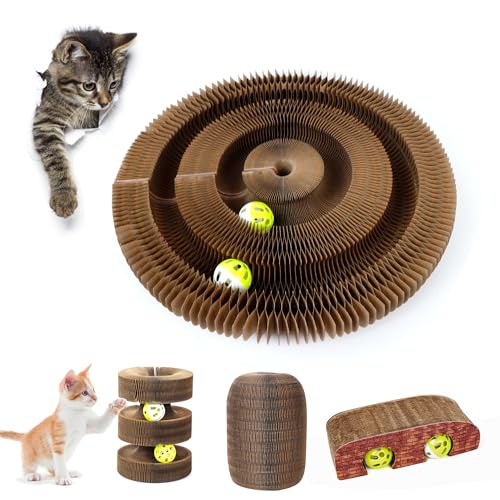 Kratzbretter Katze,Katzenkratz,Katzenkratzbretter,Katze Kratzbrett,Cat Toys for Indoor Cats,Kratzspielzeug für Katzen,Faltbares Katzen Intelligenzspielzeug mit Klingelball,Katzenkratzbrett von xiruiubao