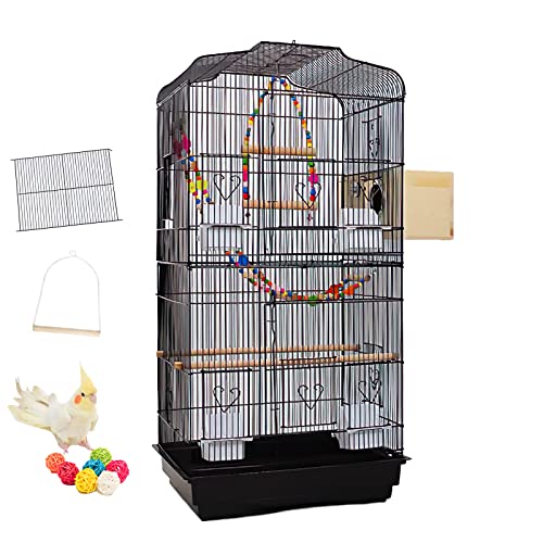 Vogelkäfig Wellensittiche Groß Vogelvoliere Vogelbauer Vogelhaus Käfig für Papagei Kanarienvogel mit Zubehör Nistkasten Spielzeug Sitzstangen Schaukel Rattan Bälle Leiter Trennwand Trenngitter von xixi-home