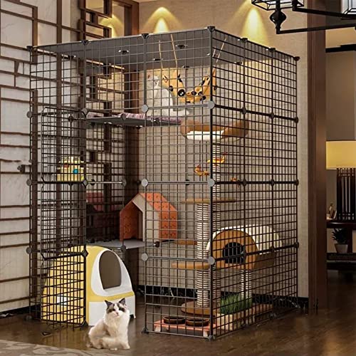 xixi-home Großer Katzenkäfig für den Innenbereich, Katzenkäfig, DIY, Laufgitter, Katzenvilla, großer Übungsplatz, faltbarer Katzenkäfig mit Zubehör, für Katzen, Hasen, Chinchilla (111 x 111 x 145 cm) von xixi-home