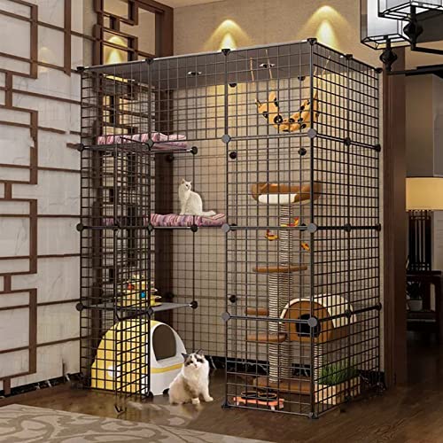 xixi-home Großer Katzenkäfig für den Innenbereich, Katzenkäfig, DIY, Laufgitter, Katzenvilla, großer Übungsplatz, faltbarer Katzenkäfig mit Zubehör, für Katzen, Hasen, Chinchilla (111 x 75 x 145 cm) von xixi-home